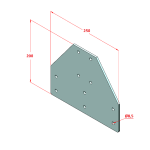 90x90 Three-Way Connection Plate